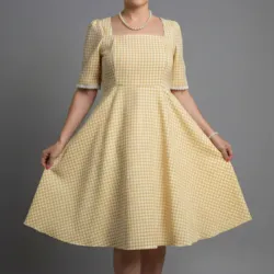 Vestido retro escote cuadrado 