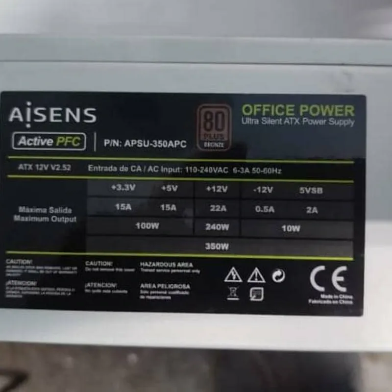 Fuente AISENS 350W 80 Plus Bronze con caja 