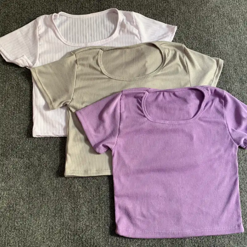 COMBO de 3 Blusitas cuello redondo  (Lila, gris y blanco) 💗