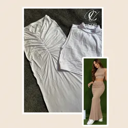 Conjunto blanco  (algodón) de saya larga con pliegue 💕