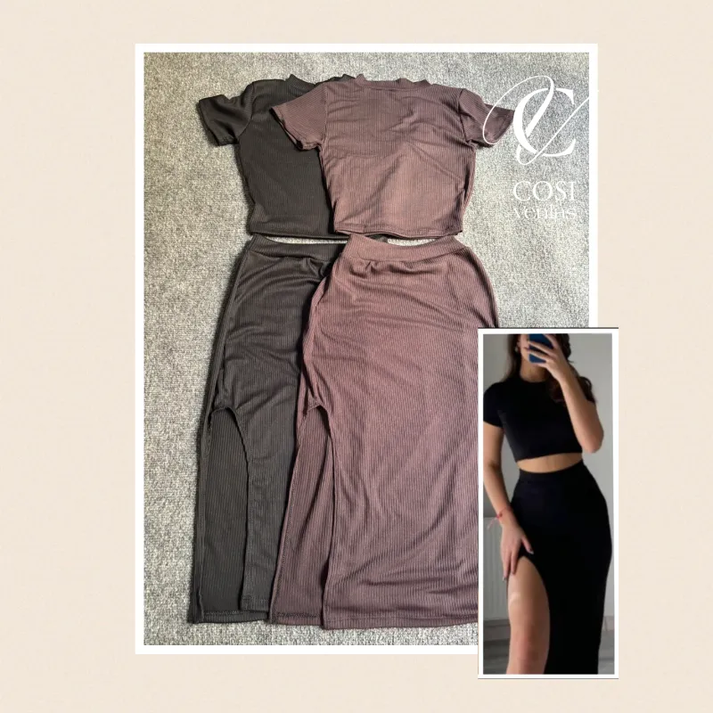 Conjunto de Pulover y Saya (tela Espagueti) 