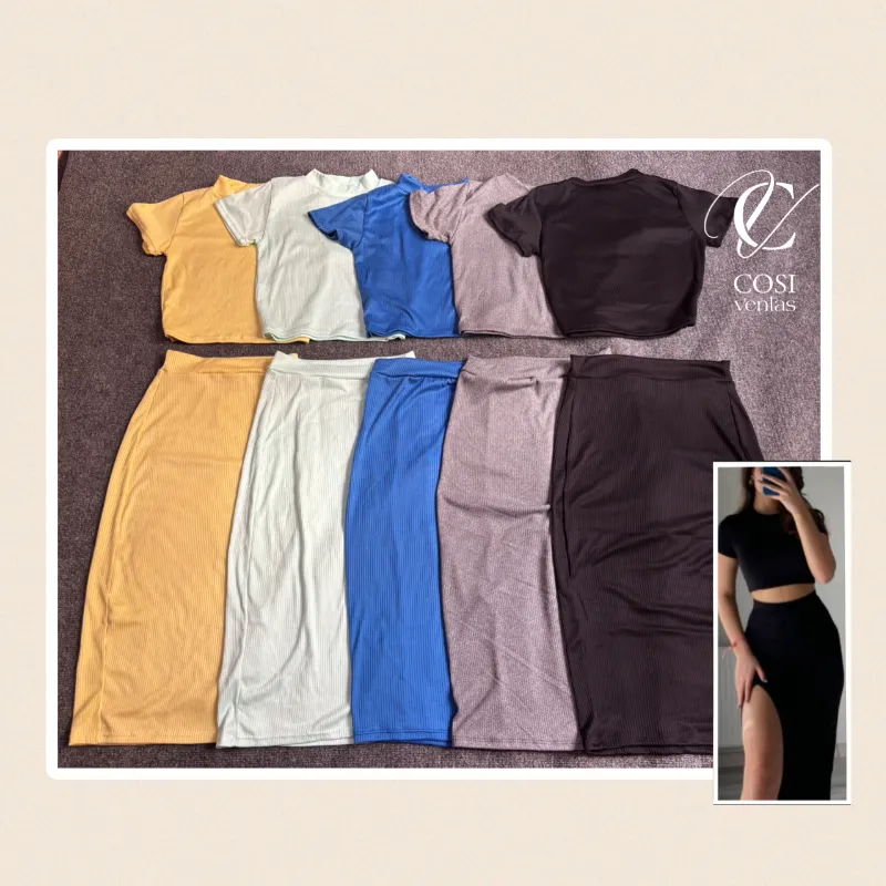 Conjunto de Pulover y Saya (tela Espagueti)