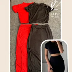 Conjunto de Pulover y Saya (tela Espagueti) 