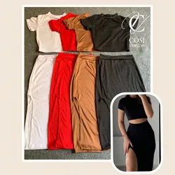 Conjunto de Pulover y Saya (tela Espagueti) 