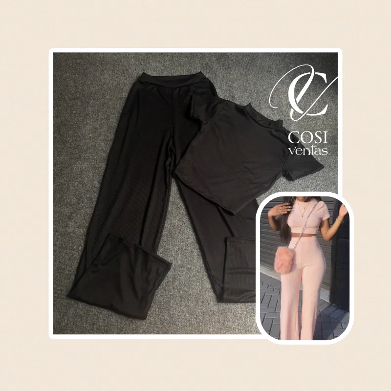 Juego de pantaloneta( cuello alto) en negro 