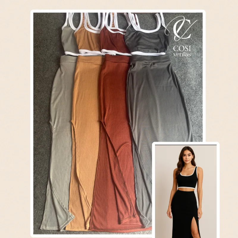 Conjuntos de saya con borde blanco 