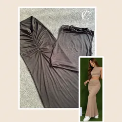 Conjunto negro  (algodón) de saya larga con pliegue 💕(tela algodón)