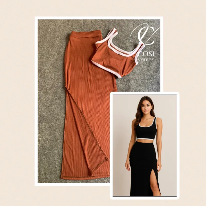 Conjunto de saya larga (marrón) 🤎