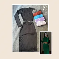 Conjunto de saya  y enguatada cuello alto/ varios colores 