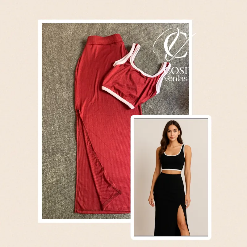 Conjunto de saya (rojo vino) 🍷