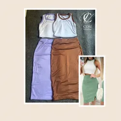 Conjunto de saya y blusa desmangada 