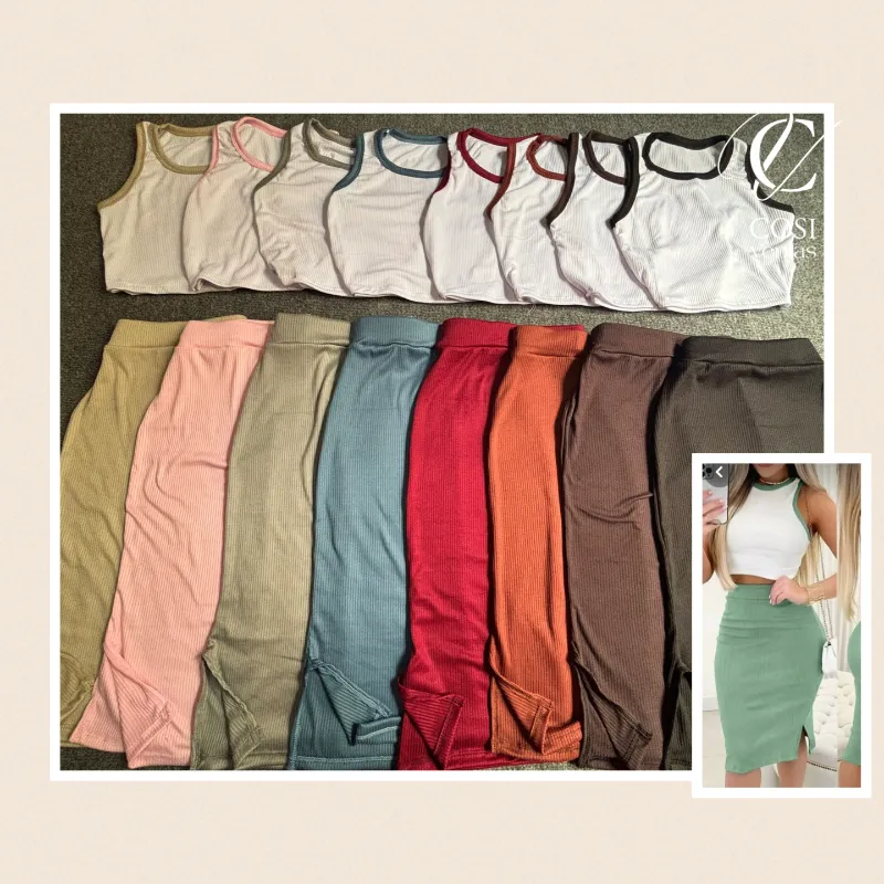 Conjunto de saya y blusa desmangada 