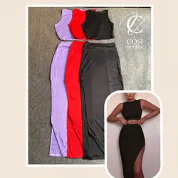 Conjunto de saya y blusa desmangada LARGO (tela espagueti) 