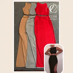 Conjunto de saya y blusa desmangada LARGO (tela espagueti) 