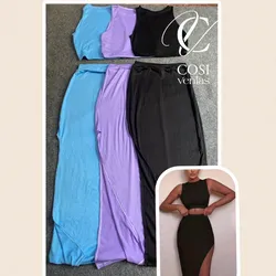 Conjunto de saya y blusa desmangada LARGO (tela espagueti)