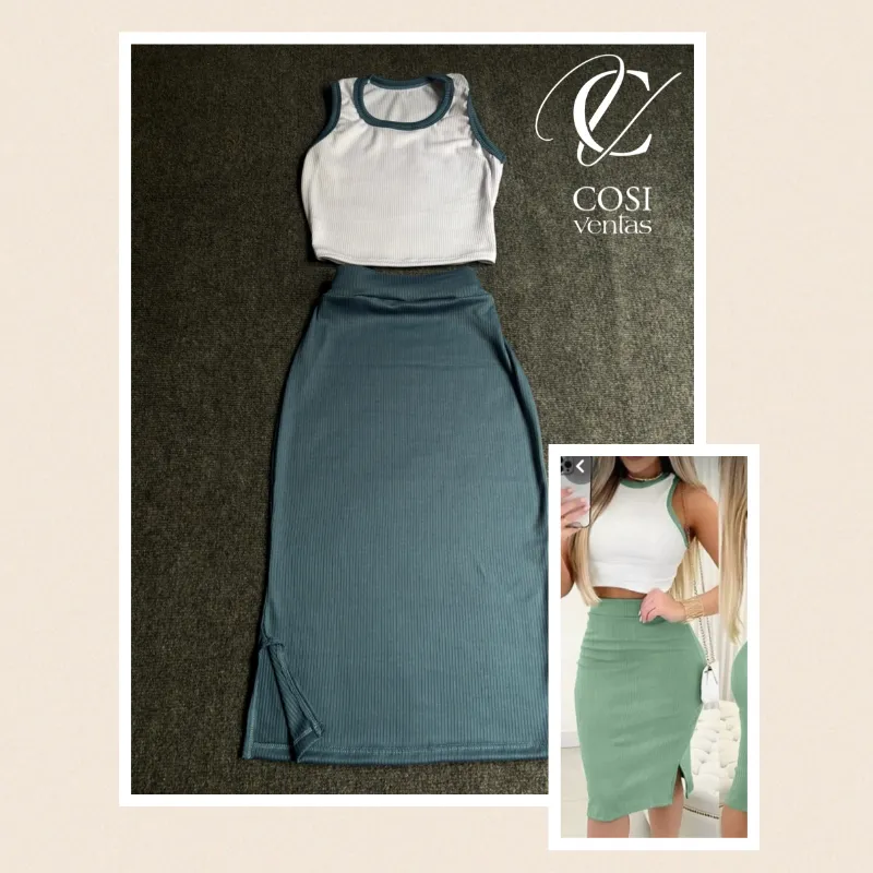 Conjunto desmangado /saya corta Azul 💙