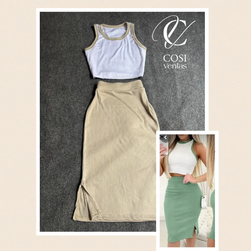 Conjunto desmangado /saya corta beige 🥯