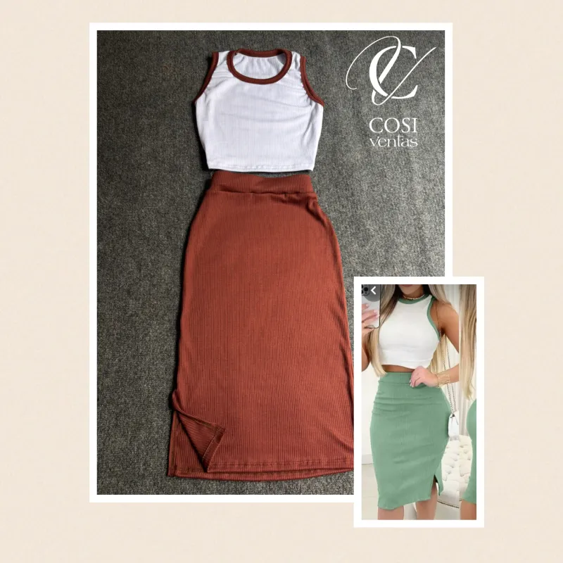 Conjunto desmangado /saya corta Camelita🤎