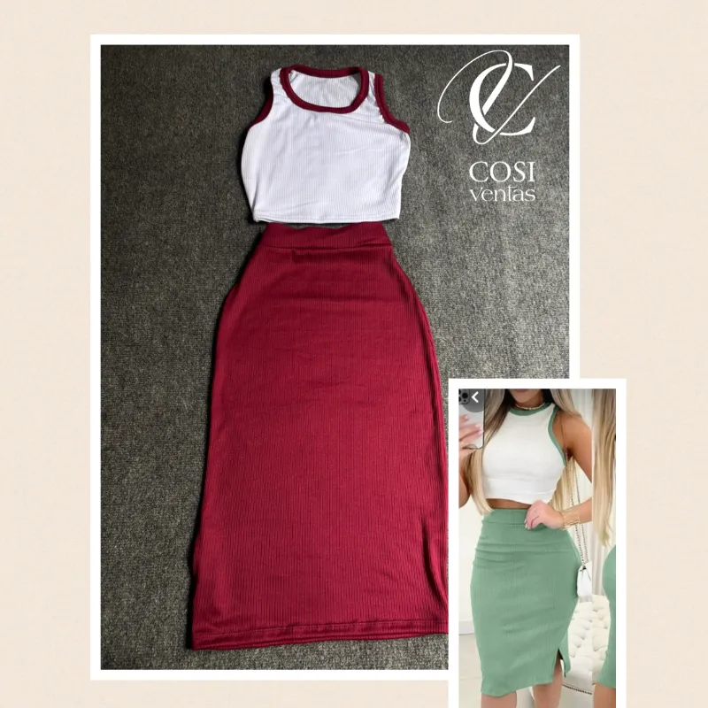 Conjunto desmangado /saya corta Rojo vino 🍷 