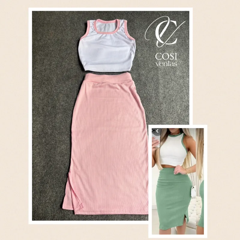 Conjunto desmangado /saya corta Rosa claro 🩷