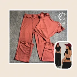 Juego de pantaloneta con espalda afuera color carmelita rojizo