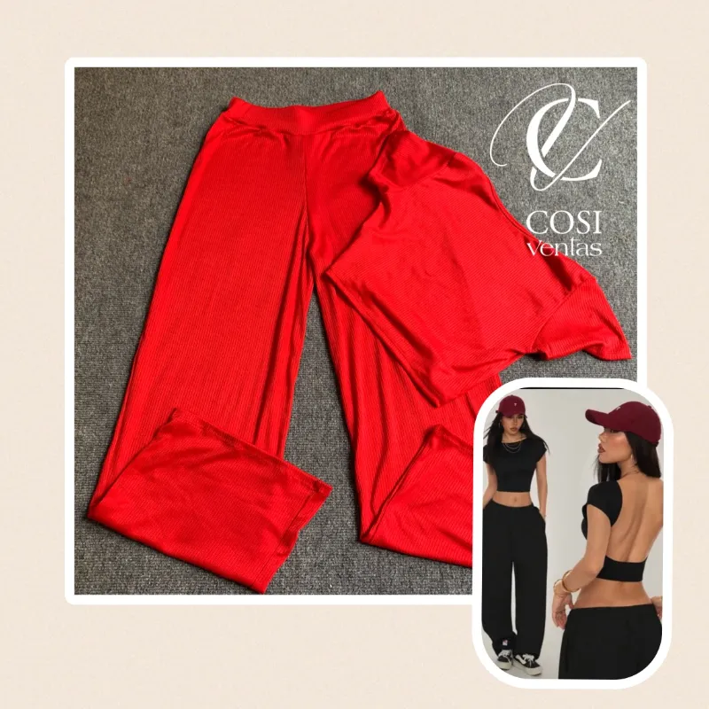 Juego de pantaloneta con espalda afuera en rojo ❤️