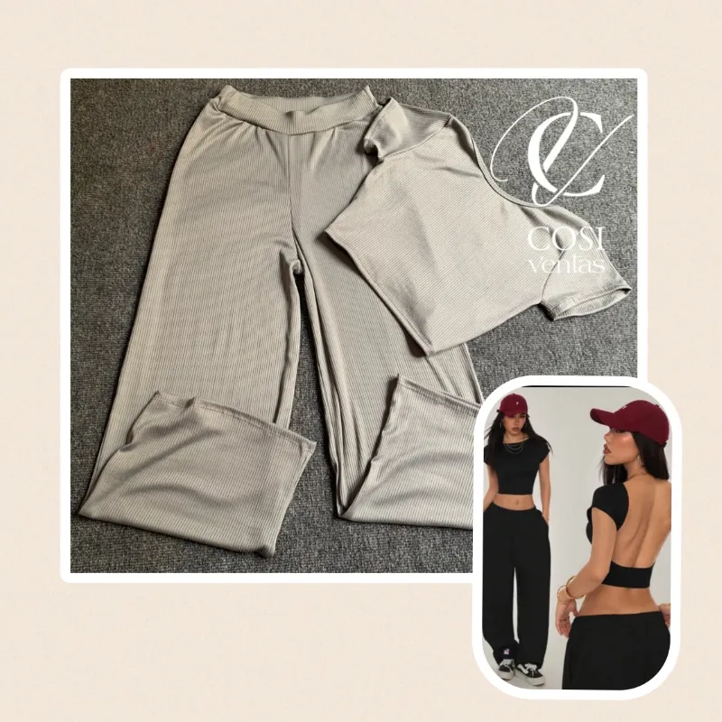 Juego de pantaloneta con espalda afuera gris 🩶