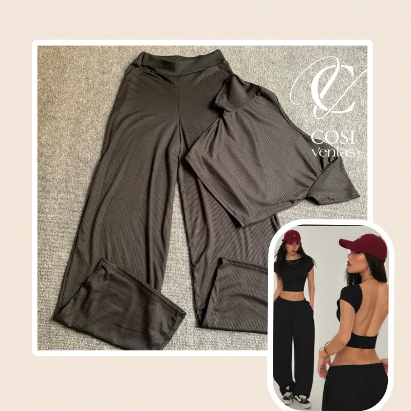 Juego de pantaloneta con espalda afuera negro 🖤
