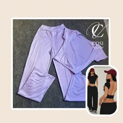 Juego de pantaloneta con espalda descubierta lila 