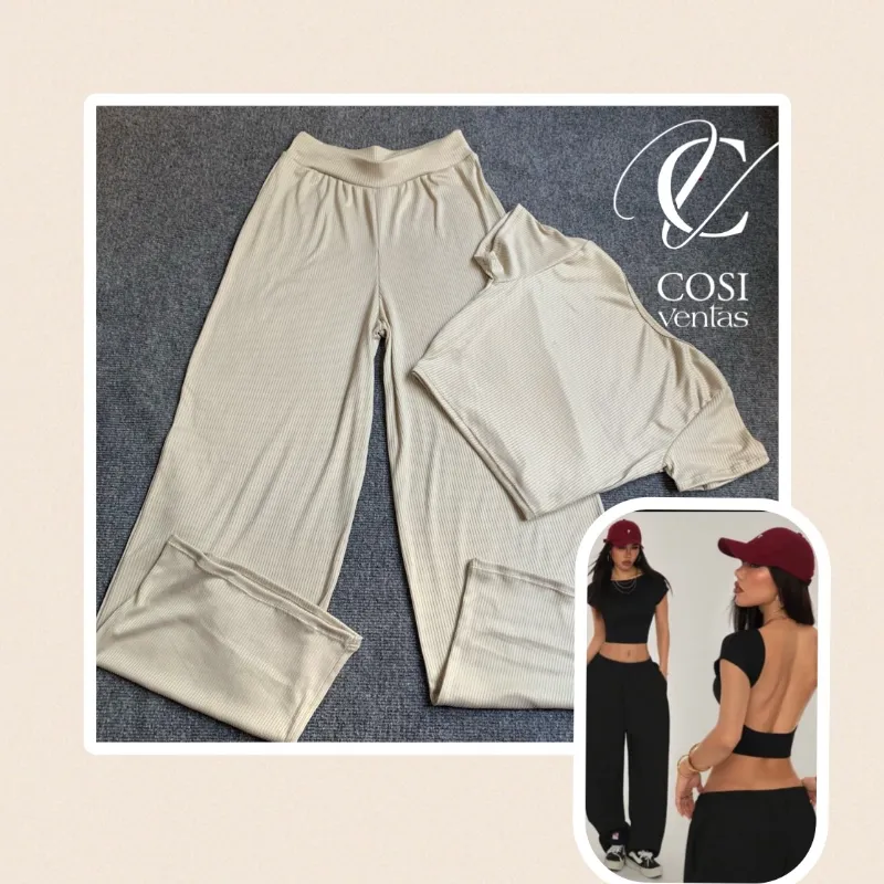 Juego de pantaloneta con espalda descubierta beige 