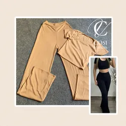 Juego de pantaloneta (cuello redondo) color beige 