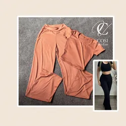 Juego de pantaloneta cuello redondo  carmelita oscur