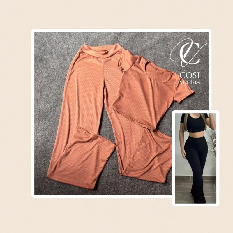 Juego de pantaloneta cuello redondo carmelita oscur