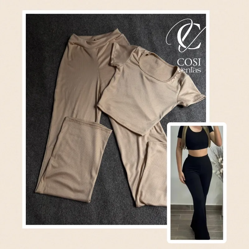 Juego de pantaloneta (cuello redondo) beige  