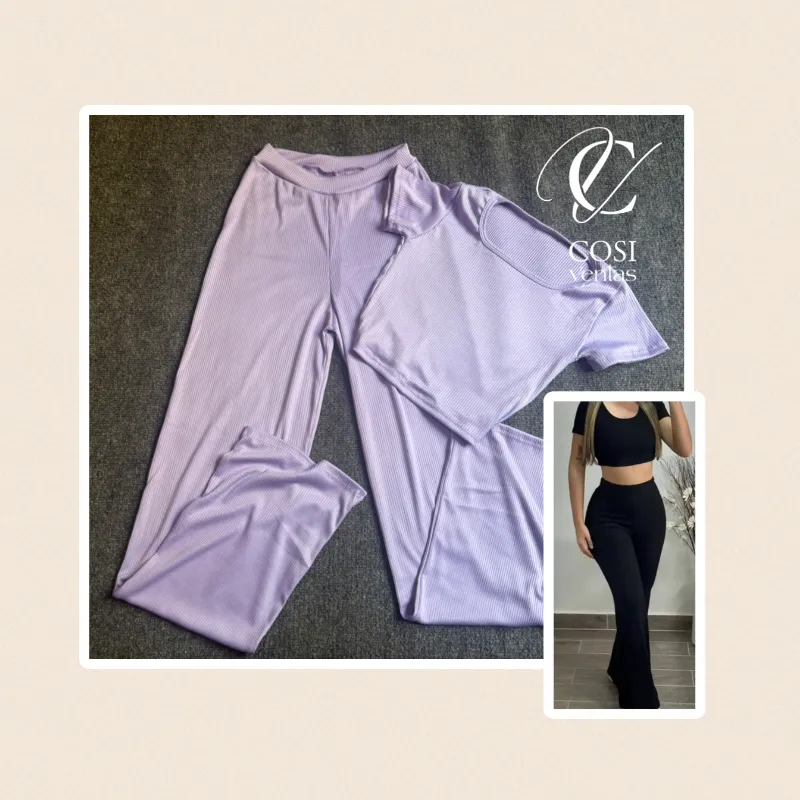 Juego de pantaloneta (cuello redondo) lila