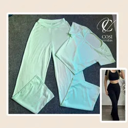 Juego de pantaloneta (cuello redondo) verde claro 