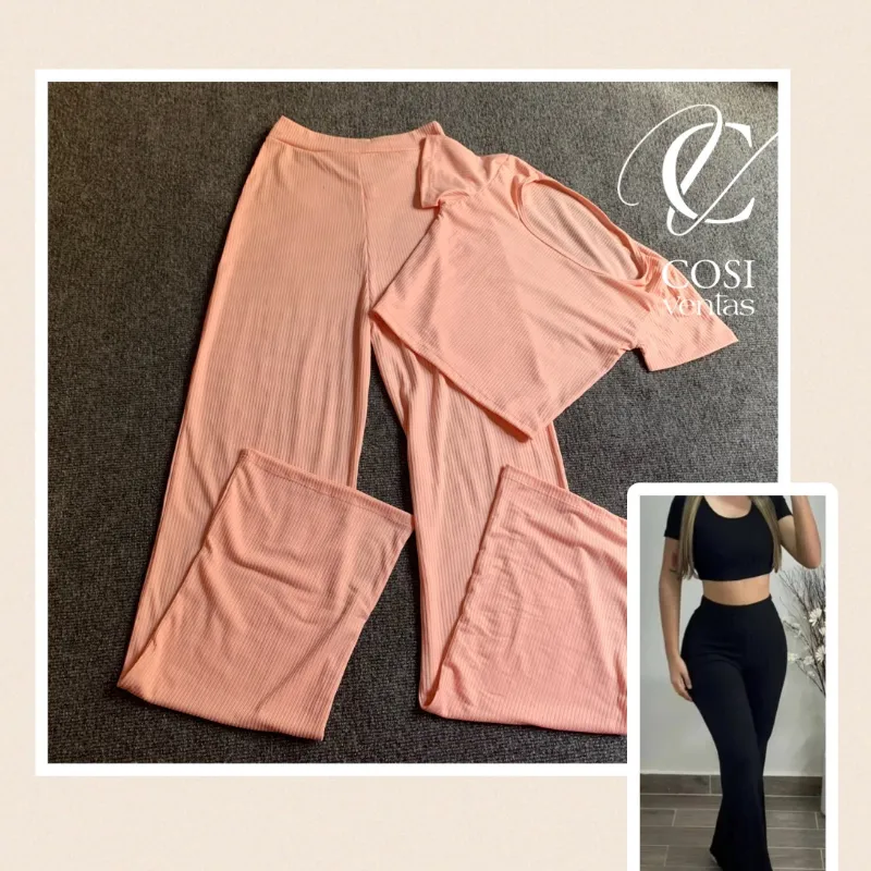 Juego de pantaloneta (cuello redondo) rosa claro