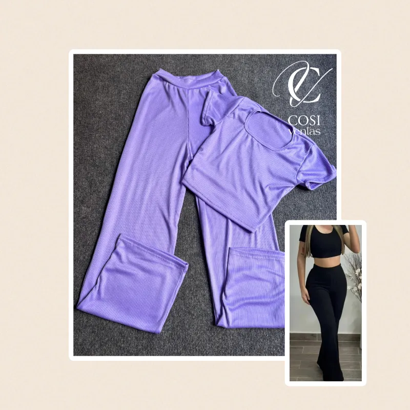 Juego de pantaloneta (cuello redondo) lila