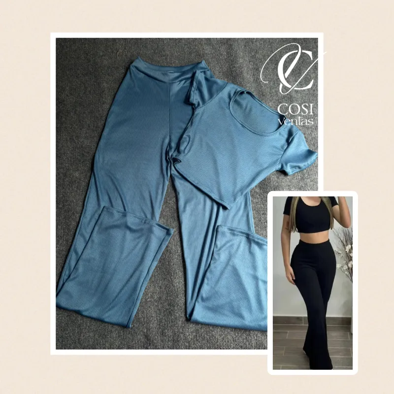 Juego de pantaloneta (cuello redondo) azul 