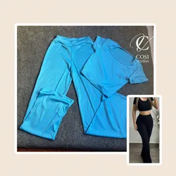 Juego de pantaloneta (cuello redondo) azul 