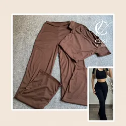 Juego de pantaloneta y blusa (cuello redondo) color carmelita   