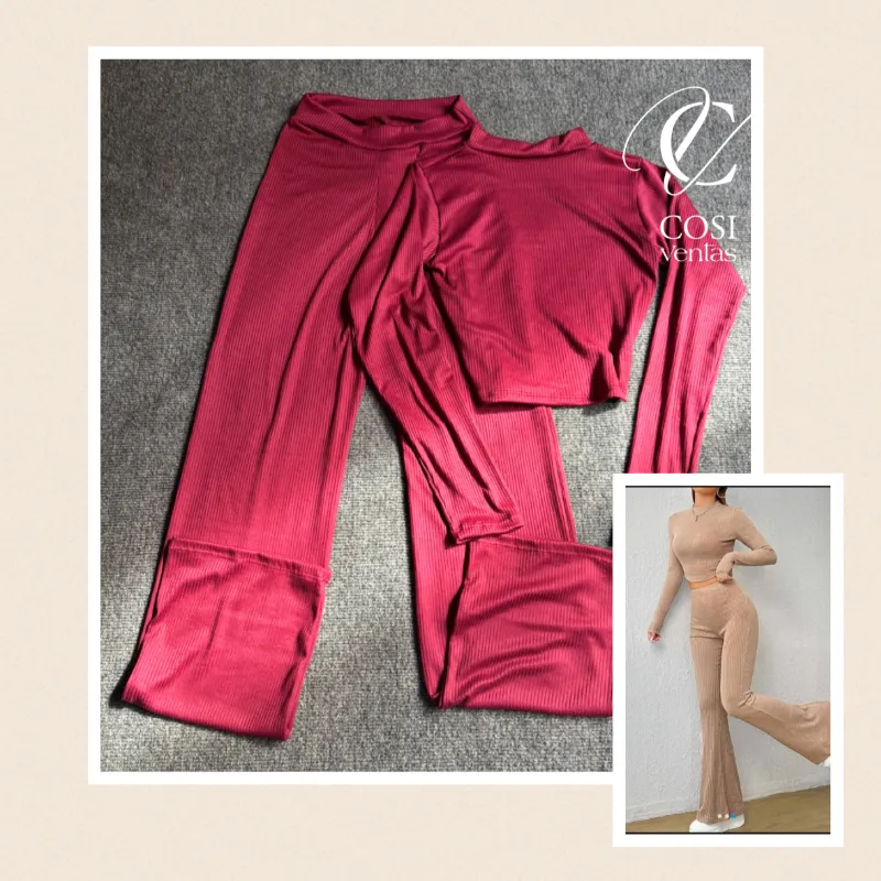 Juego de Pantaloneta y enguatada rojo vino 