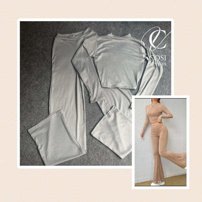 Juego de Pantaloneta y enguatada gris claro 