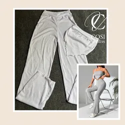 Juego de pantaloneta y top con vuelo 😍blanco 