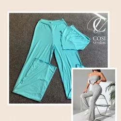 Juego de pantaloneta y top con vuelo 😍 Azul turquesa