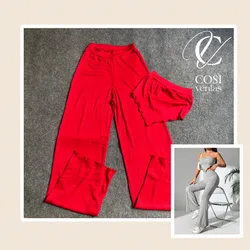 Juego de pantaloneta y top con vuelo 😍rojo  