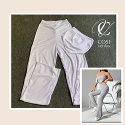 Juego de pantaloneta y top con vuelo 😍blanco 