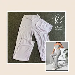 Juego de pantaloneta y top con vuelo blanco  