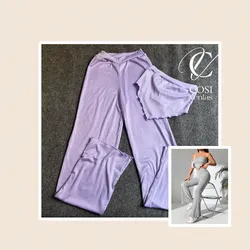 Juego de pantaloneta y top con vuelo 😍 lila 