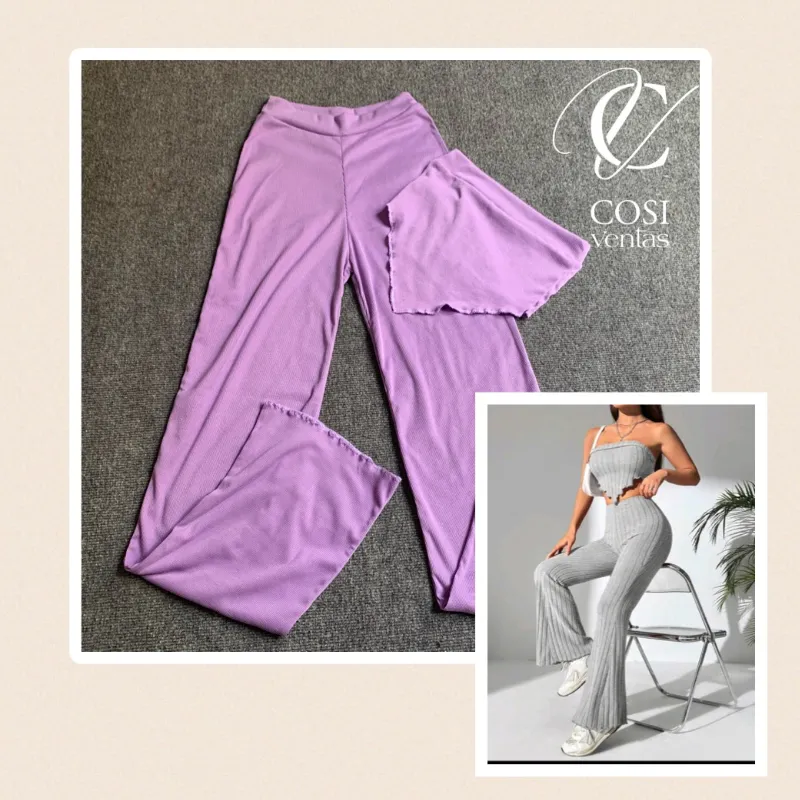 Juego de pantaloneta y top con vuelo 😍 Lila 